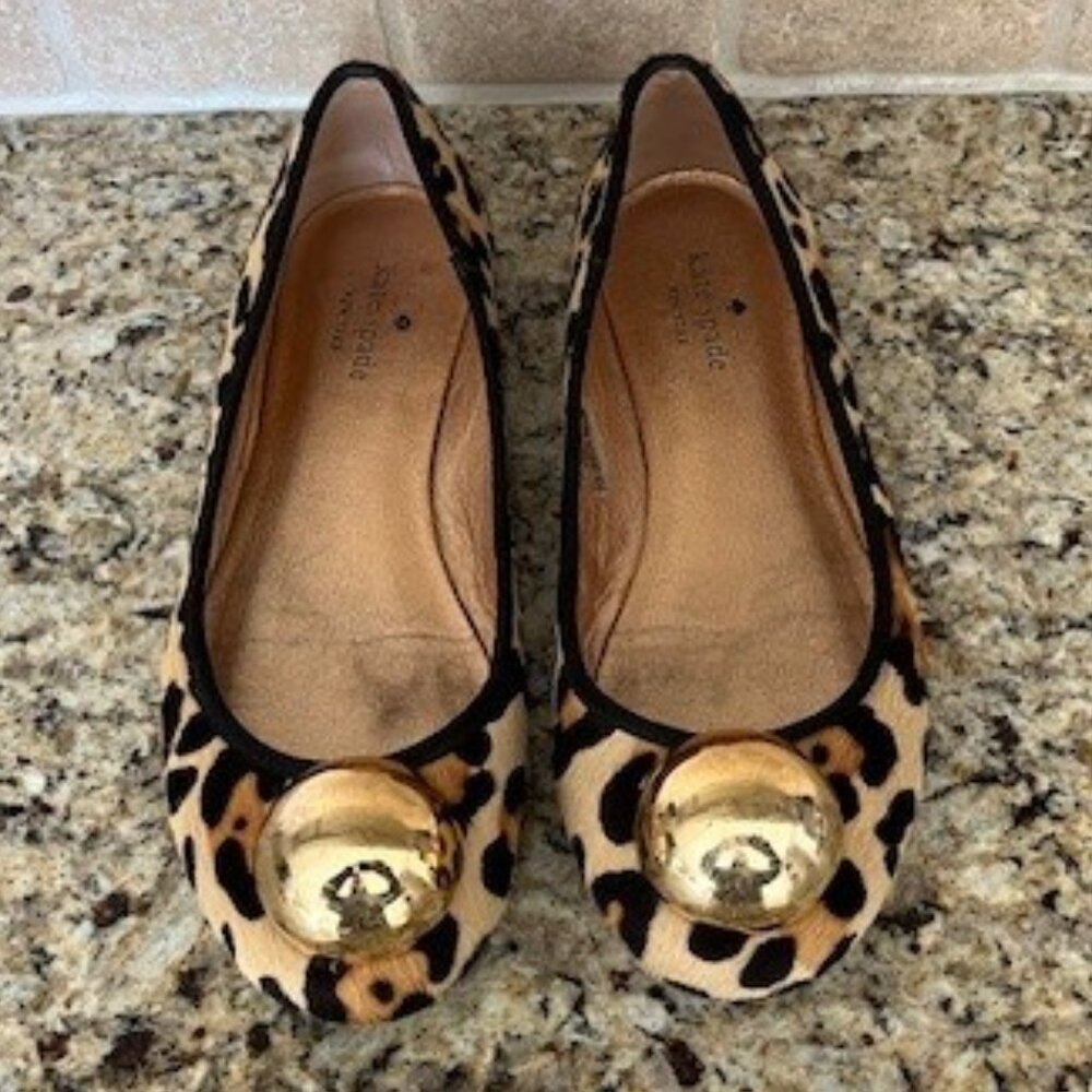 Great Condition!  Kate Spade Leopard "Real Fur" unique flat shoe; size 7.5